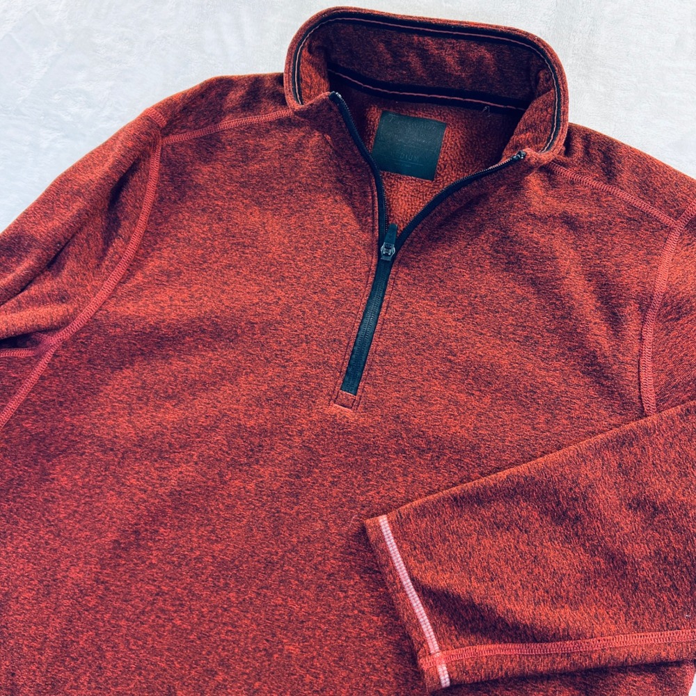 Abercrombie & Fitch Mens Medium 1/4 Zip Pullover Fleece Heathered Red Marl